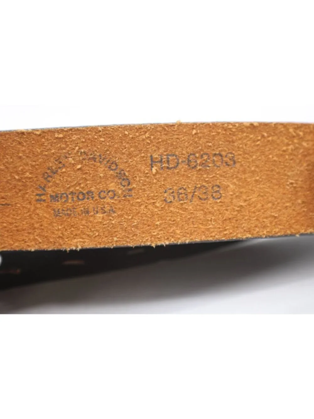 Harley-Davidson Black Leather Belt Size 36/38 Embossed Logo & Wings Design Made
